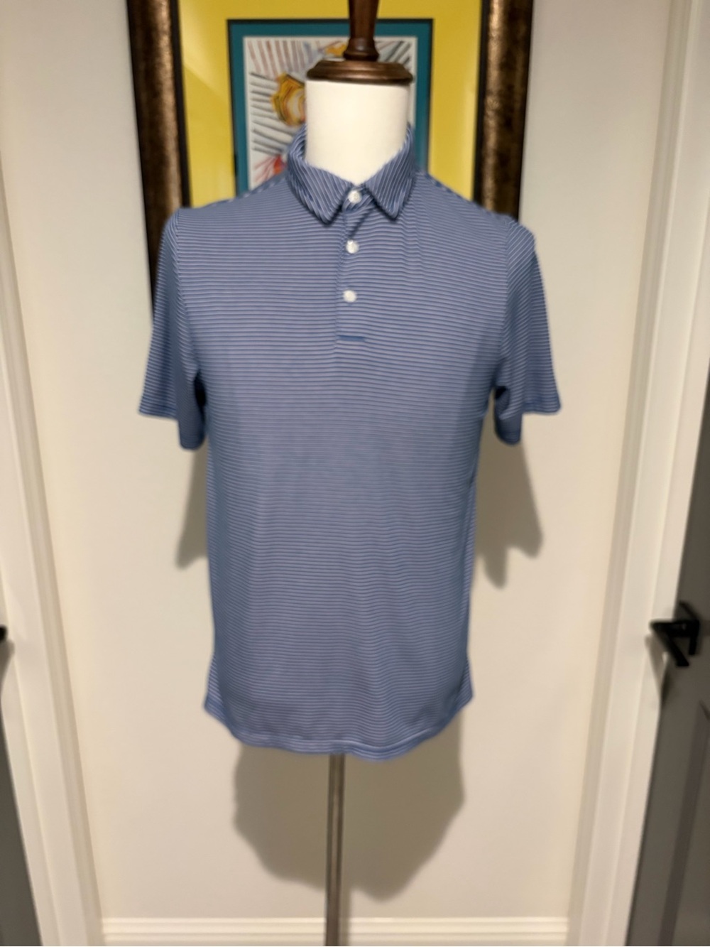 Goodfellow & Co Men's Blue Micro-Striped Polo Shirt Size S Like New